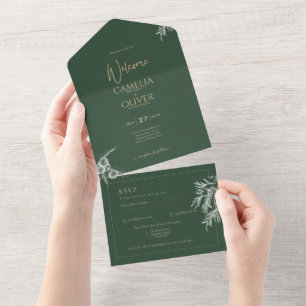 PHOTO Wedding Invite Juniper Green Modern Budget