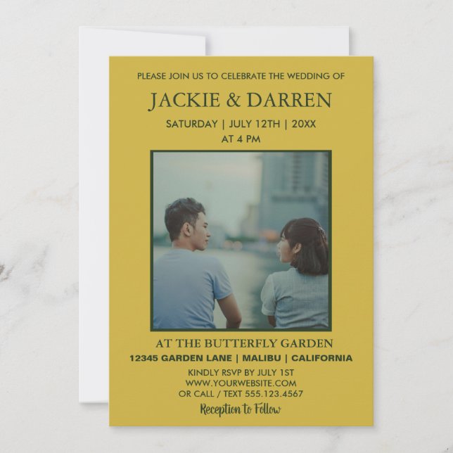  Photo Wedding Invite Simple Elegant (Front)