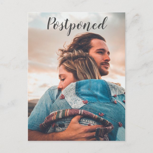 Photo Wedding Postponement Announcement Postcard (Front)