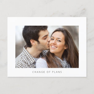 Photo Wedding Postponement Change of Date Simple Announcement Postcard