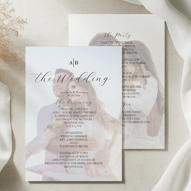 Photo Wedding Program with Monogram Programme (Creator Uploaded)