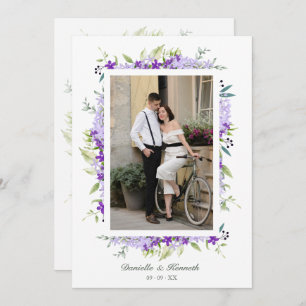 Photo Wedding Purple Shades Flowers & Branche Invitation
