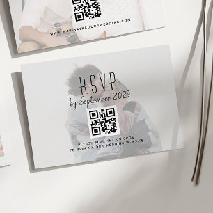Photo Wedding RSVP Card with QR Code