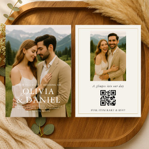 Photo Wedding Rustic Minimalist Simple Invitation