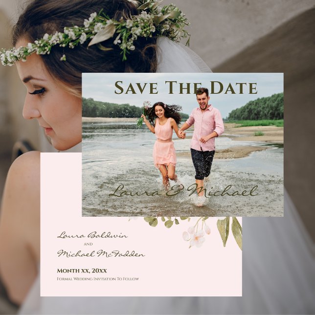 Photo Wedding Save The Date Boho Blush Pink  (Creator Uploaded)
