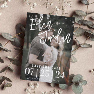 Photo Wedding Save the Date | Faux Vellum Overlay Invitation