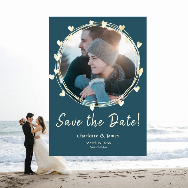 Photo Wedding Save The Date Golden Hearts (Creator Uploaded)