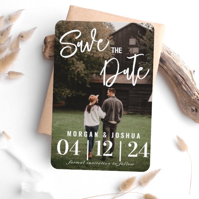 Photo Wedding Save the Date Magnet | Faux Vellum  (Creator Uploaded)