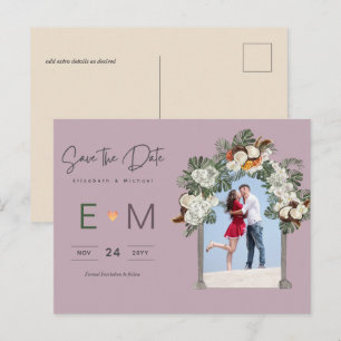 Photo Wedding Save the Date Mauve Floral Postcard