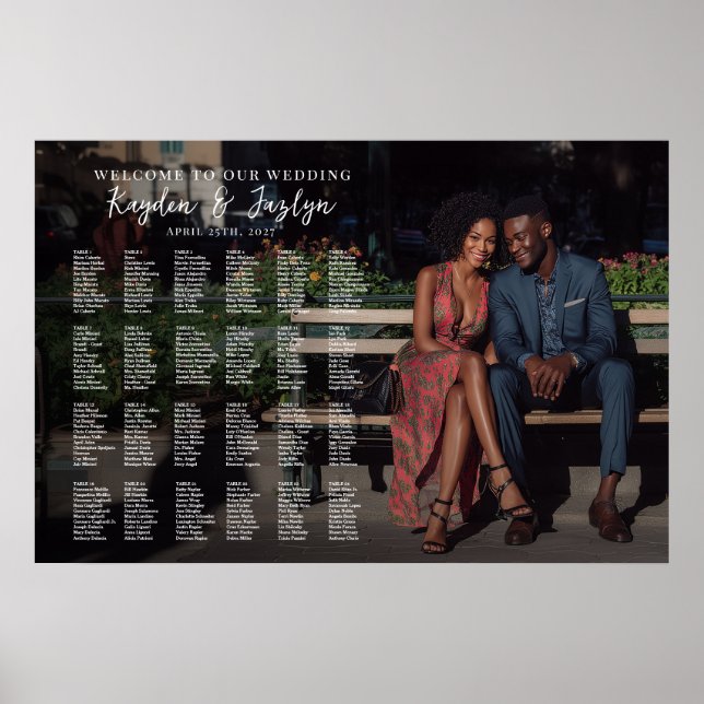 Photo wedding seating plan elegant poster (Front)
