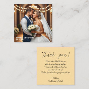 Photo Wedding Simple Script Thank You Card Note