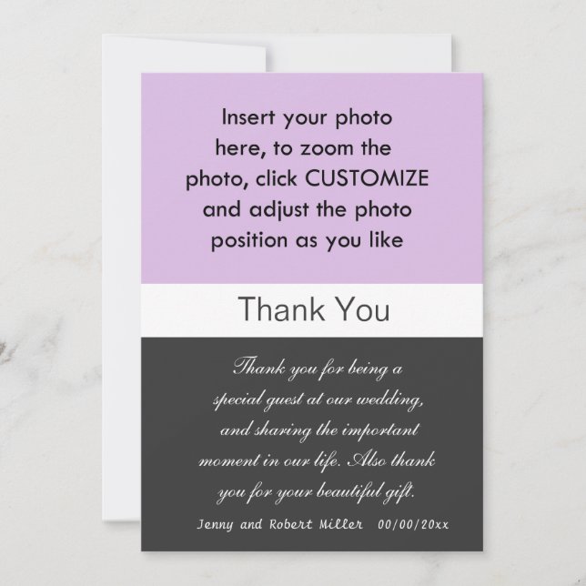 Photo wedding thank you card. (Front)
