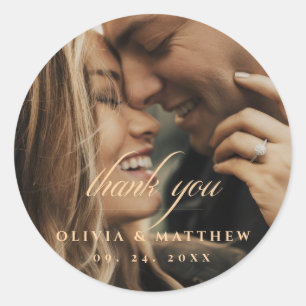 Photo Wedding Thank You  Classic Round Sticker
