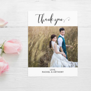 Photo Wedding Thank you Elegant Minimalist Postcard