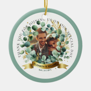 PHOTO Wedding Thank You Eucalyptus Leaves Favour Ceramic Tree Decoration