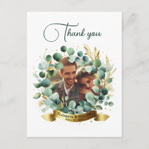PHOTO Wedding Thank You Eucalyptus Leaves Gift Postcard