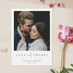 Photo Wedding Thank You Magnet with Burgundy