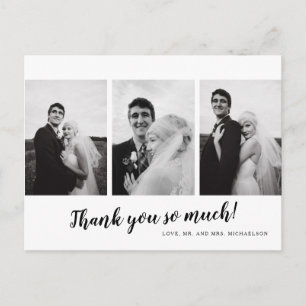 PHOTO WEDDING THANK YOU Minimalist Modern Postcard