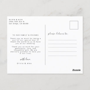 Photo Wedding Thank You  Postcard