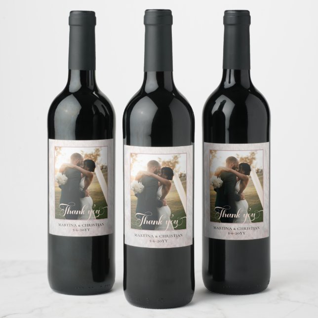 Photo Wedding Thank you Wine Label (Bottles)