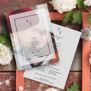 Photo Wedding Vellum Transparency Effect Initials  Invitation