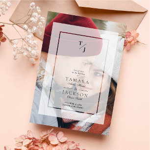  Photo Wedding Vellum Transparency Effect Initials Save The Date