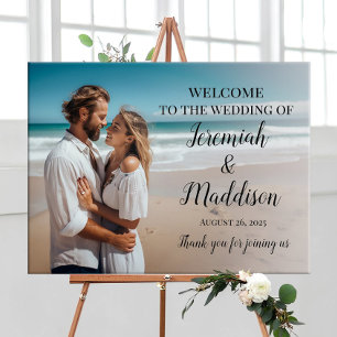 Photo wedding welcome sign elegant calligraphy