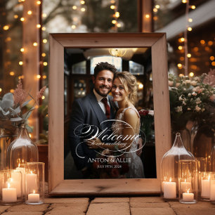 Photo wedding welcome sign elegant calligraphy