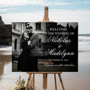 Photo wedding welcome sign elegant calligraphy