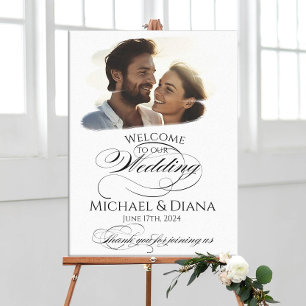 Photo wedding welcome sign elegant calligraphy