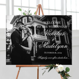 Photo wedding welcome sign elegant calligraphy