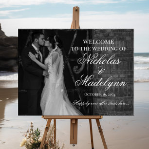 Photo wedding welcome sign elegant calligraphy