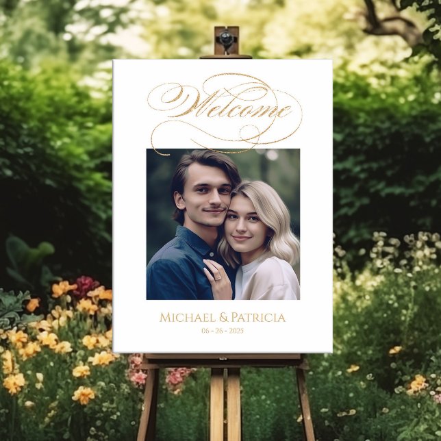 Photo wedding welcome sign elegant gold calligraph (Creator Uploaded)