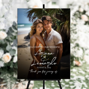 Photo wedding welcome sign modern calligraphy