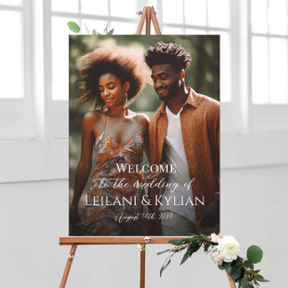 Photo wedding welcome sign on canvas