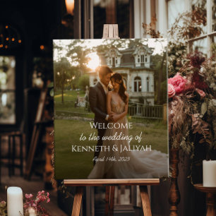 Photo wedding welcome sign on canvas