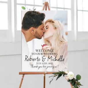 Photo wedding welcome sign printed on canvas