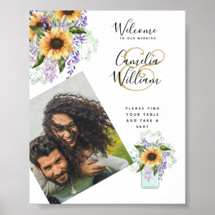 PHOTO Wedding Welcome Sign Sunflowers Wisteria