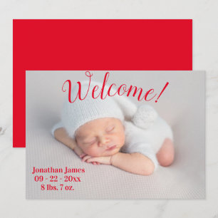 Photo Welcome Newborn Birth Script Simple Stats Announcement