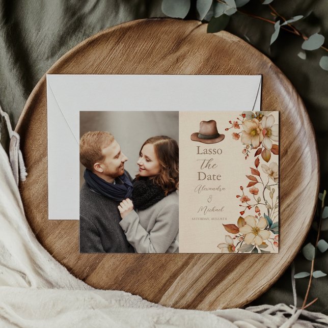 Photo Western Country Bohemian Floral Wedding Save The Date (Creator Uploaded)