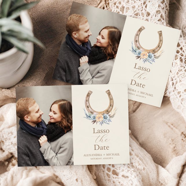 Photo Western Country Bohemian Floral Wedding Save The Date (Creator Uploaded)