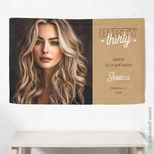 Photo Western Country Dirty Thirty 30th Birthday Banner