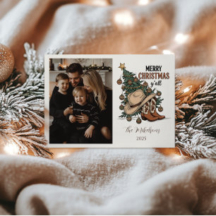 Photo Western Merry Christmas Y’all Holiday Card