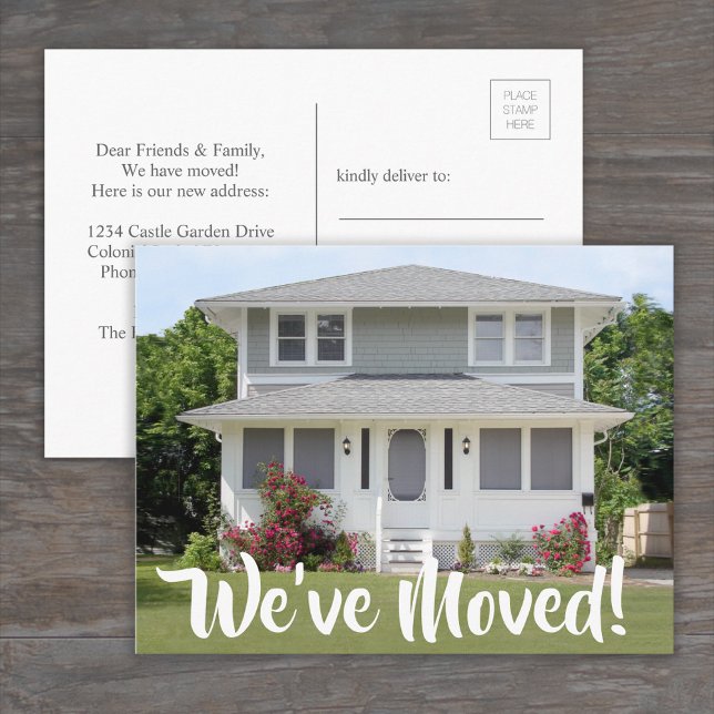 Photo We've Moved Script New Home Address Change Announcement Postcard (Creator Uploaded)