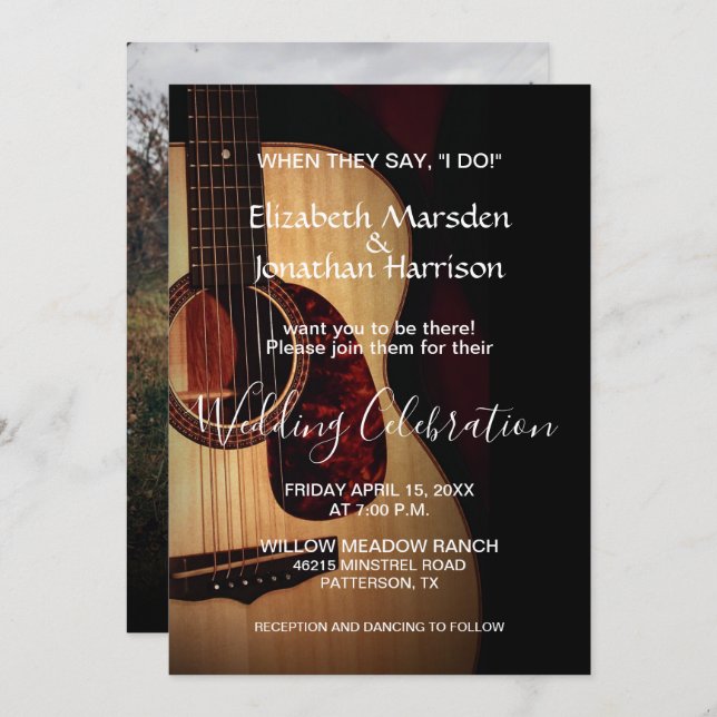 Photo When They Say I Do Guitar Country Wedding Invitation (Front/Back)