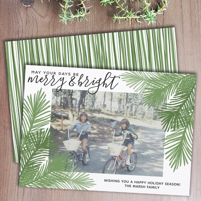 Photo Whimsical Branches Calligraphy Christmas Holiday Card (Photo card with whimsical branches)