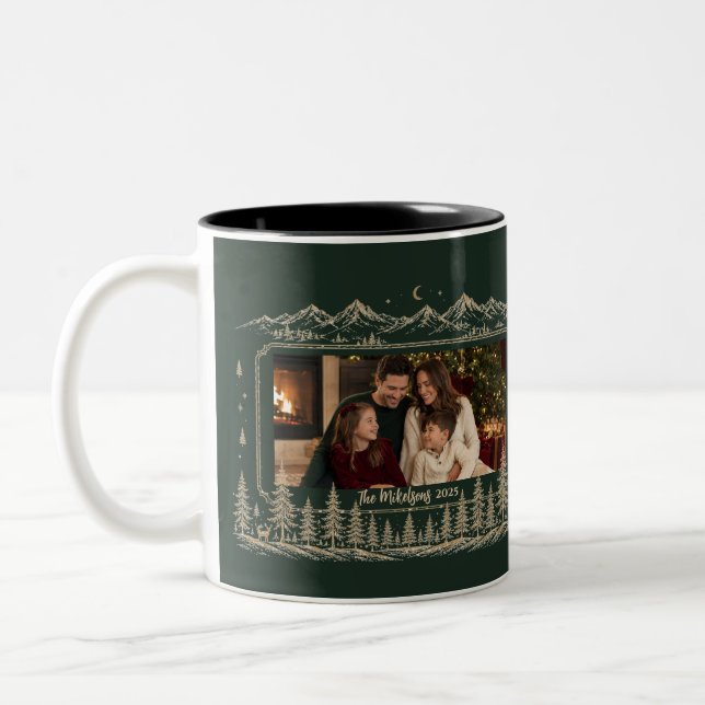 Photo Whimsical Christmas Tree Forest Two-Tone Coffee Mug (Left)