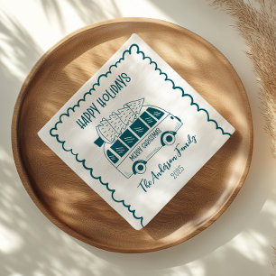 Photo Whimsical Quirky Doodle Holiday Napkin