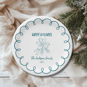 Photo Whimsical Quirky Doodle Holiday Paper Plate