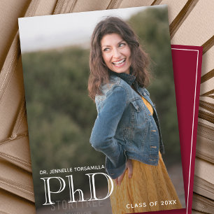 Photo White Burgundy PhD Graduation Announcement
